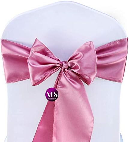 VDS Satin Chair Sashes Chair Cover Back Tie Sateen Bows Ribbon for Wedding Birthday Graduation Engagement Ceremony Event Party Banquet Venue Hotel All Dining Chair Decoration (75PC) (Dusty Pink)