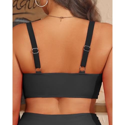 Women Plus Size Bikini Top - Twist Front Swimsuit Top Push Up Full Coverage Bathing Suit 2025 Swim Bra for Large Bust