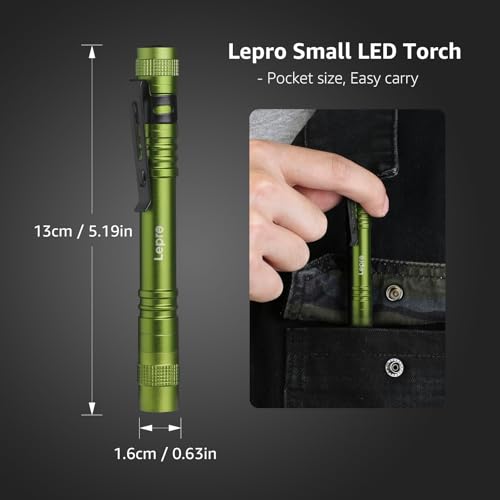 Lepro LED Pen Flashlights, Lightweight, Mini, Waterproof Pocket Flashlight with Clip, 2 Pack Small Flashlights for Inspection, Work, Emergency