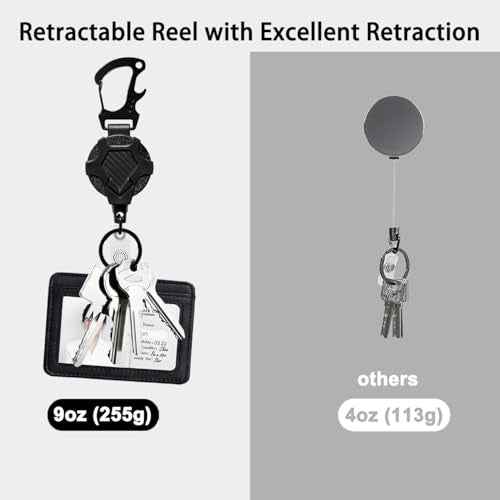 Retractable Keychain Lanyard Heavy Duty,Badge Holder Reel,Durable Pull Badge Reels Key Holder with 32¡± Steels Cord, 9.0oz (new 2-pack)