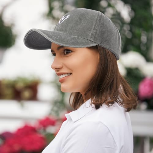 2 Pack Heart Baseball Caps for Women Men, Cute Adjustable Washed Sun Hats for Outdoor Running Golf