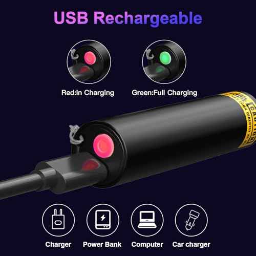 COSOOS 2 Pack UV Flashlight, 365nm USB Rechargeable Black Light Flashlight, Mini Handheld Detector for Dog Cat Urine, Pet Stains, Scorpions, Resin Curing