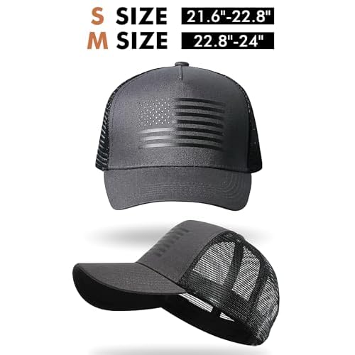 American Flag Trucker Hat Baseball Cap Snapback Fitted Hats for Men Women Snap Closure Design Breathable Mesh Side Durable