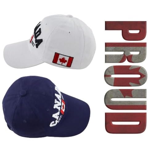 2 PCS Canada Hats for Men Women, Adjustable Embroidered Cotton Maple Leaf Flag Golf Baseball Cap, Funny Canadian Souvenirs