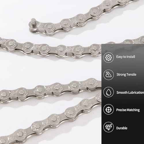 6/7/8 Speed Bike Chain,Suitable for Road Bicycles,Mountain Bike Accessories,Full Silver Plating,116 Links,Compatible with Shimano/SRAM Mountain, Road Bike