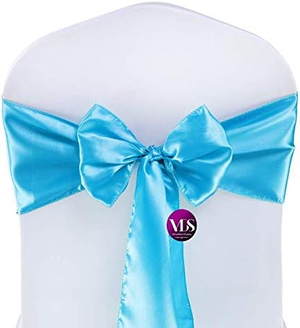VDS Satin Chair Sashes Chair Cover Back Tie Sateen Bows Ribbon for Wedding Birthday Graduation Engagement Ceremony Event Party Banquet Venue Hotel All Dining Chair Decoration (200PC) (Turquoise)