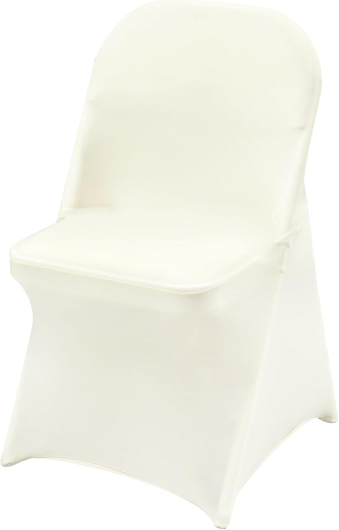 VEVOR Stretch Spandex Folding Chair Covers, Universal Fitted Chair Cover, Removable Washable Protective Slipcovers, for Wedding, Holiday, Banquet, Party, Celebration, Dining (30PCS Ivory White)