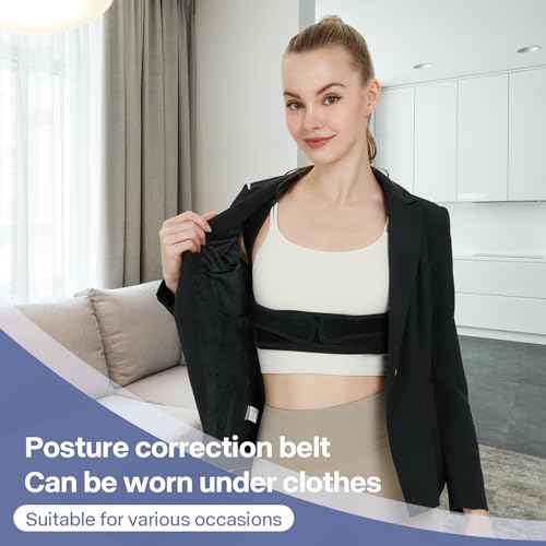 Back Brace Posture Corrector for Women and Men,Adjustable Shoulder Straightener Black(Small/Medium)