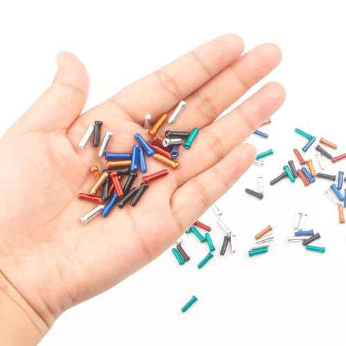 100PCS Bike Cable End Caps, 6 Color Bicycle Cable End Caps for Road Mountain, Bike Cable Tips (Red Yellow Blue Black Green Sliver)
