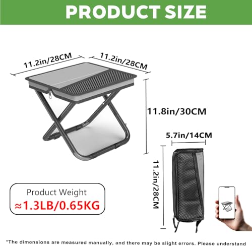 2-in-1 Collapsible Camping Stool & Sling Bag / 220LB Load Capacity Folding Portable Fishing Stool/Collapsible Stool for Camping, Hiking, Fishing, Gardening & Beach Outdoor Activities,Grey