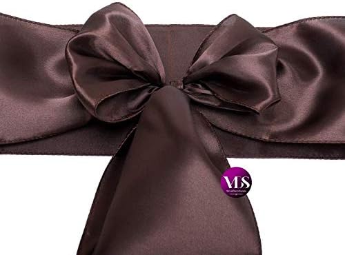 VDS Satin Chair Sashes Chair Cover Back Tie Sateen Bows Ribbon for Wedding Birthday Graduation Engagement Ceremony Event Party Banquet Venue Hotel All Dining Chair Decoration (50PC) (Chocolate Brown)