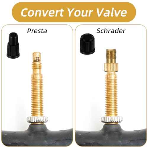30pcs Bike Valve Adapter, Bike Pump Adapter, Brass Presta to Schrader Valve Adapter with 10 Presta Valve Caps & 10 Schrader Valve Cap - Bike Pump Adapter Set