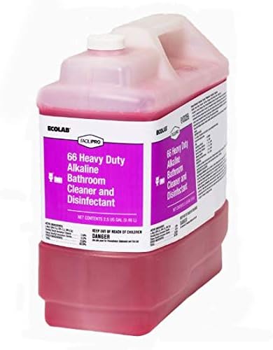 Ecolab '66' Heavy Duty Alkaline Bathroom Cleaner & Disinfectant Part Number: 6114914 - Order Size: One (1) 2.5 Gallon Resealable Bottle Per Order