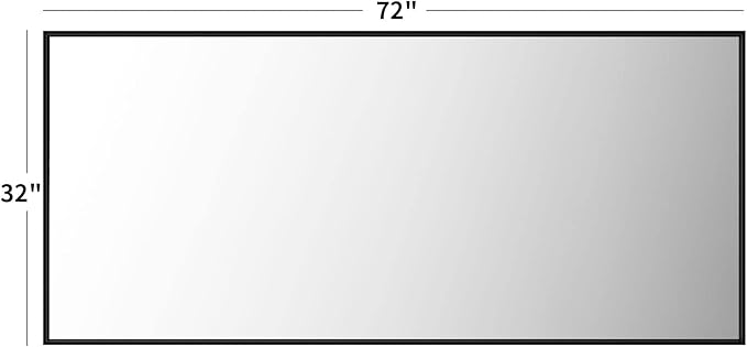 LOAAO 72"X32" Black Rectangle Bathroom Mirror Wall, Matte Black Aluminum Alloy