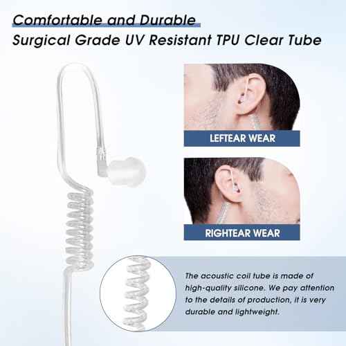 Two-Way Radio Earpiece with Mic Walkie Talkie Headset, Compatible with Kenwood Baofeng BTECH Retevis Wouxun Pxton (2 Pin Covert Air Acoustic Tube Headset)