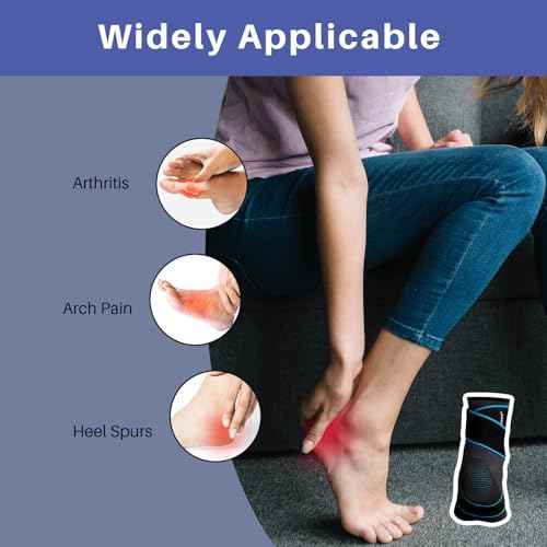 Ankle Brace for Sprained Ankle: Plantar Fasciitis and Achilles Tendonitis Relief, Heel Support for Men and Women with Strap for Foot Swelling and Compression (Single, Black Blue, Medium)