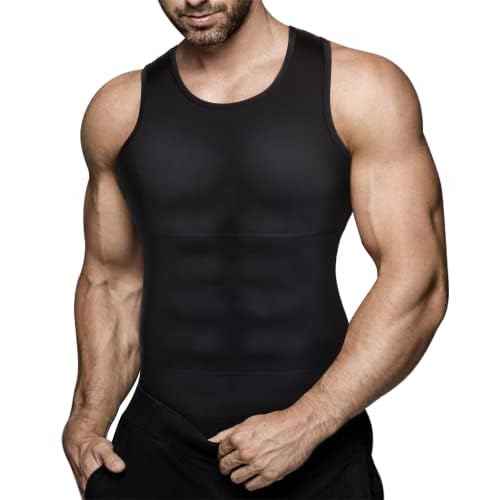 Mens Compression Shirt Slimming Body Shaper Vest Workout Tank Tops Abs Abdomen Undershirts