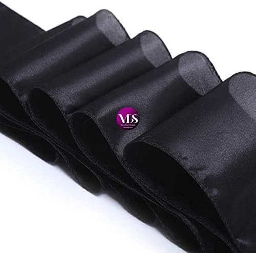 VDS Satin Chair Sashes Chair Cover Back Tie Sateen Bows Ribbon for Wedding Birthday Graduation Engagement Ceremony Event Party Banquet Venue Hotel All Dining Chair Decoration (50PC) (Black)