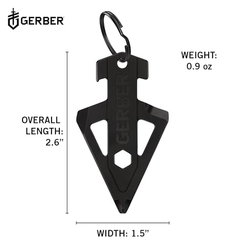 Gerber Gear Broadhead Keychain 5-in-1 Multitool, Clips to Pocket or Keychain with Bottle Opener, Flat Head Driver, Package Opener, Cross Driver and 1/4" Socket, EDC Gear for Everyday Carry