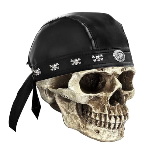 Rocker Hip-Hop Bandana Head Wrap Du Doo Do Rag Hat Skull Leather Rivet Cap Men Black