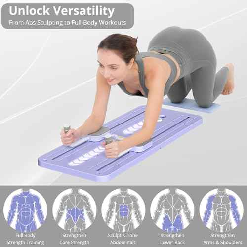 JANUA Pilates Board - Pilates Reformer Set, Multi-Purpose Foldable Pilates Reformer Board for Home, 5 in 1 Pilates Sliding Board