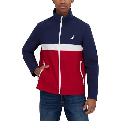Nautica Men's Lightweight Sailing Jacket ? Waterproof & Windproof, Breathable, Azure
