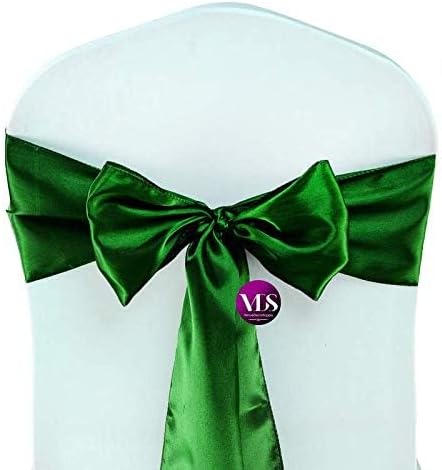 VDS Satin Chair Sashes Chair Cover Back Tie Sateen Bows Ribbon for Wedding Birthday Graduation Engagement Ceremony Event Party Banquet Venue Hotel All Dining Chair Decoration (50PC) (Green)