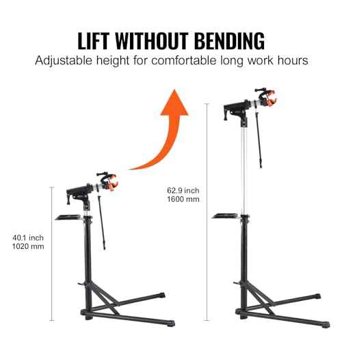 VEVOR Bike Repair Stand, 66 lbs Heavy-duty Aluminum Bicycle Repair Stand, Adjustable Height Bike Maintenance Workstand with Magnetic Tool Tray Telescopic Arm, Foldable Bike Work Stand for Home, Shops