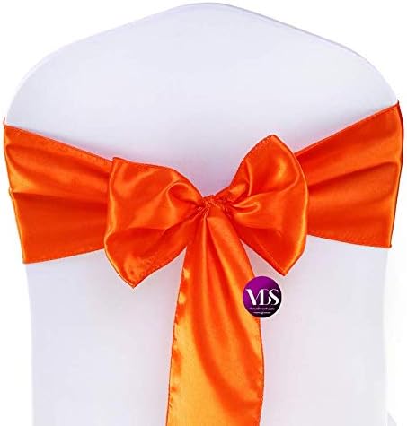 VDS Satin Chair Sashes Chair Cover Back Tie Sateen Bows Ribbon for Wedding Birthday Graduation Engagement Ceremony Event Party Banquet Venue Hotel All Dining Chair Decoration (25PC) (Orange)
