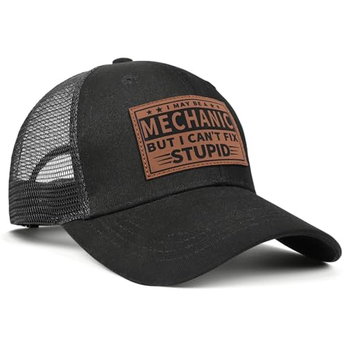 Funny Hats for Mechanics - Mechanic Gifts for Men - Mesh-Back Trucker Hat Brithday for Men