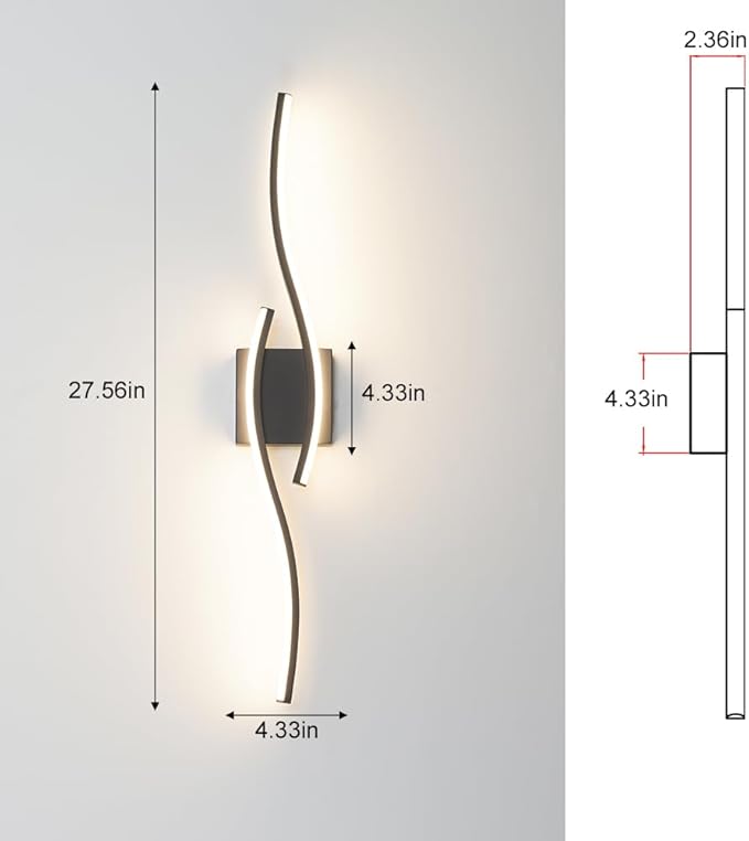 Daunton Modern Hardwired Wall Sconce Set of 2, LED Black Wall Light
