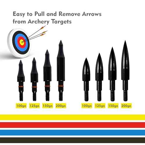 12pcs Archery Arrow Tips 100/125/150/200 Grain Field Tips 5/16 Inch Screw in Bullet Points , Archery Target Crossbow Practice Tip for Arrow Recurve Bow Compound Bow, Hunting Bow Arrow Target Practice
