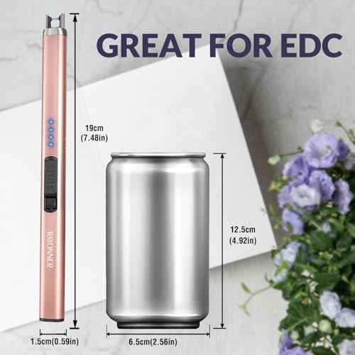 Electric Candle Lighter, Windproof Flameless USB Rechargeable Plasma Arc Lighter for Grill Firework Kitchen Camping (2 Pack - Rosegold)