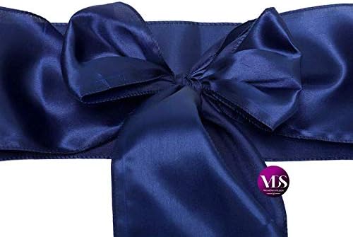 VDS Satin Chair Sashes Chair Cover Back Tie Sateen Bows Ribbon for Wedding Birthday Graduation Engagement Ceremony Event Party Banquet Venue Hotel All Dining Chair Decoration (25PC) (Navy Blue)