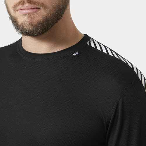 Helly Hansen Men's HH LIFA Stripe Crew Base Layer, 998 Black, Small