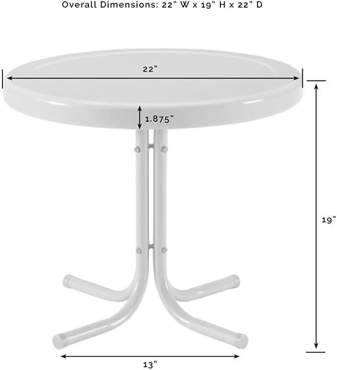 Crosley Furniture Griffith Weather Resistant Retro Metal Outdoor Side Table for Patio, Deck, Porch, Coral Gloss