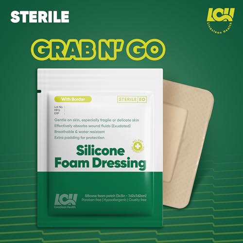 12 CT Silicone Foam Dressing 3x3 - Sterile Silicone Bandages for Wounds - Absorbent and Adhesive Foam Bandages for Wounds and Injury Care by Livaclean Health