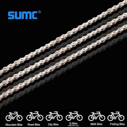 Bike Chain Kit, High Tensile Strength Bicycle Chain for Road/MTB Bike 6/7/8 Speed-Quick Buckle with Bike Link Plier -Hook - Chain Breaker - 116 Links - Dark Silver