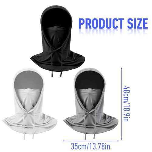 3 Pack Summer Balaclava UV Face Mask for Sun Protection, Breathable Full Head Mask Hood Face Cover for Men Women Motorcycle Cycling Fishing Running Multicolor