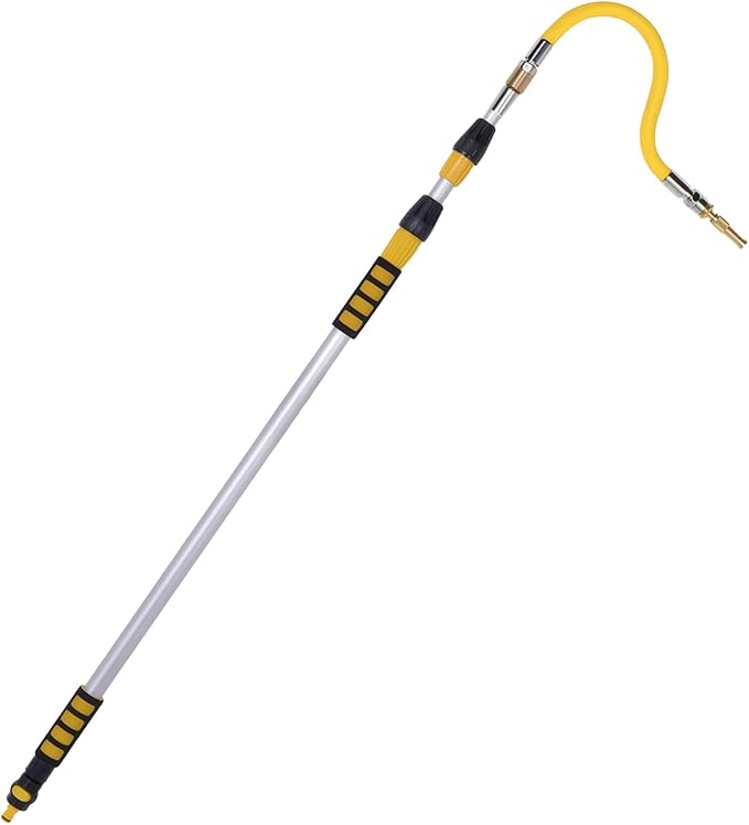 Adjustable Roof and Gutter Wand, Gutter Cleaning Tool 62.9 in/ 1.6 M Extendable, Head Bendable, High-Pressure Water Gun Interface, Lightweight, Ergonomic Design for Easy Cleaning