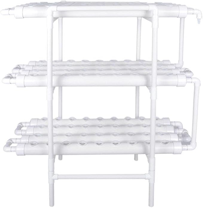 Hydroponics Growing System Kit,108 Plant Sites 3 Layers Food-Grade PVC-U Pipes Hydroponic Grow Kit Gardening System with Water Pump, Timer,Net Pots and Sponge for Vegetables,Fruits,Herb