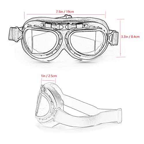 kucehiup Vintage Aviator Goggles Motorcycle Goggles