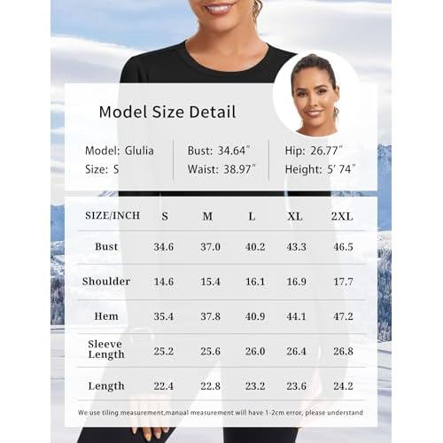 Loovoo Thermal Shirts for Women Long Sleeve Workout Tops Crewneck Fleece Base Layer Running Athletic Tee with Zipper Pocket