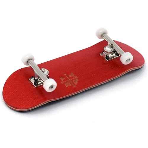 Teak Tuning 32mm Pro Fingerboard Complete - Fully Assembled with Pro Level Components - Pro Shaped Wooden Deck (32x97mm), UltraSpin Bearing Wheels, Prodigy Gen2 Trucks - The Crimson Classic