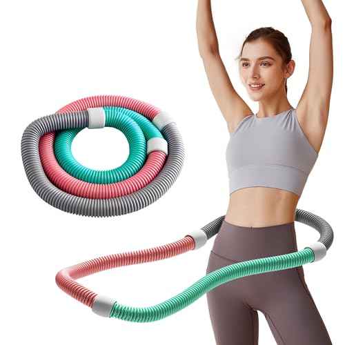 Weighted Soft Spring Hula Hoop for Adults, 3lb Foldable for Home and Travel, Portable Slimming Fitness Hoop for Weight Loss, Waist-Friendly Design, Upgraded Closed Silent Version