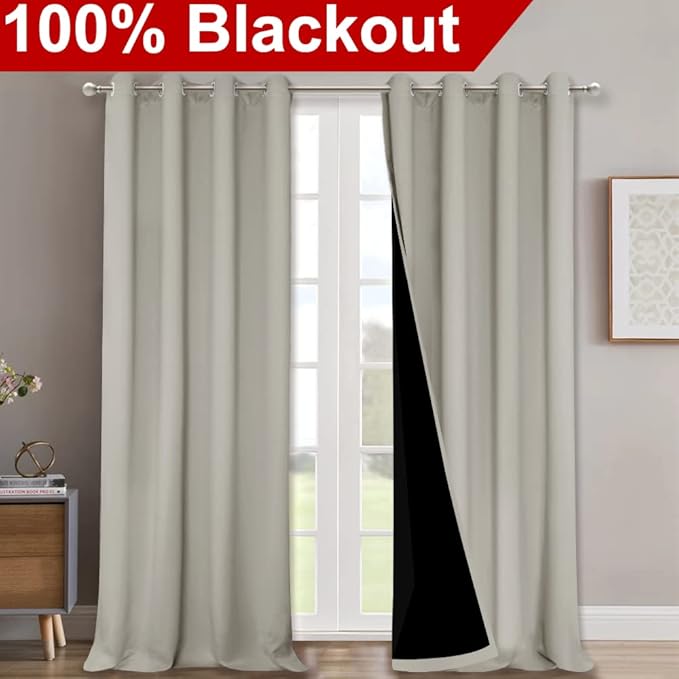 NICETOWN Full Shading Curtains 90 inches Long 2 Panels Set