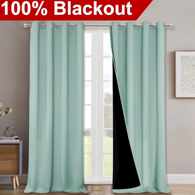 NICETOWN 100% Blackout Blinds, Aqua Blue, Laundry Room Decor Window Treatment