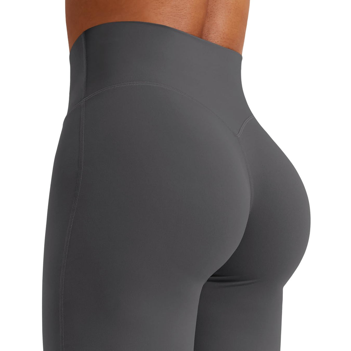 YEOREO Workout Leggings Womens No Front Seam Straight Leggings 33" High Waist Buttery Eddiy Gym Yoga Pants Dark Gray M