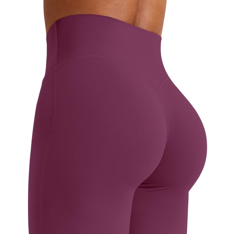 YEOREO Workout Leggings Womens No Front Seam Straight Leggings 29" High Waist Buttery Eddiy Gym Yoga Pants Black Cherry S