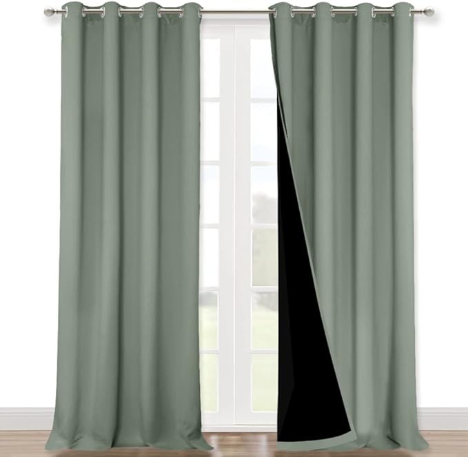 NICETOWN 100% Blackout Window Curtain Panels, Heat and Full Light Blocking